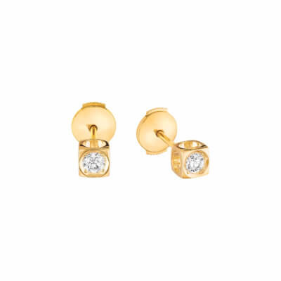 Le Cube Diamant studs yellow gold and diamonds