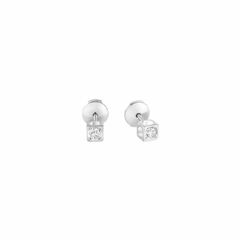 Dinh Van - Le Cube Diamant small studs white and diamonds