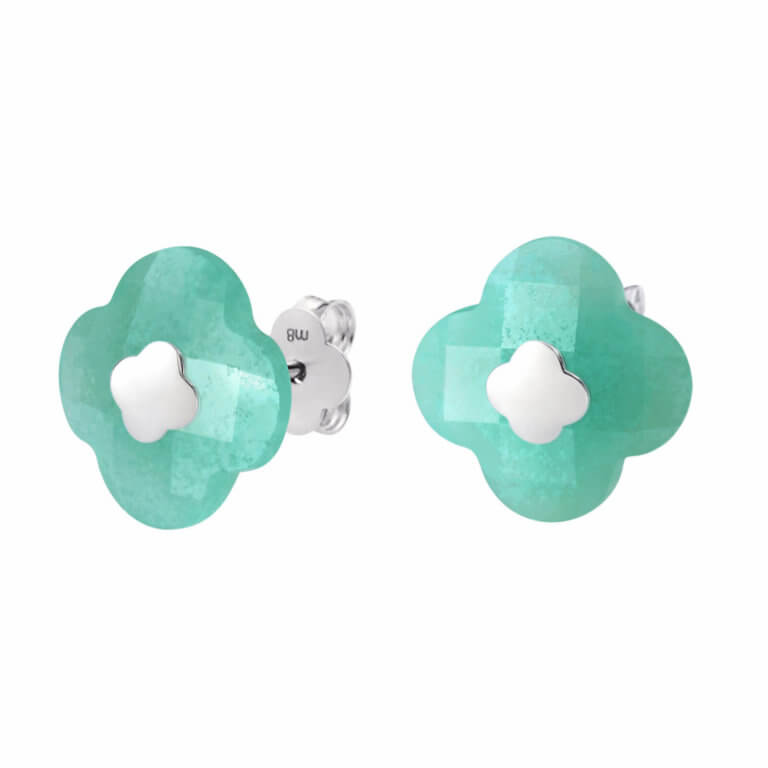 Morganne Bello - Victoria Amazonite and 750 gray mini clovers earrings