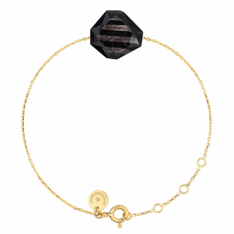 Morganne Bello - Gem-Gem bracelet en or jaune avec une pierre de lune Hiperstein forme brute