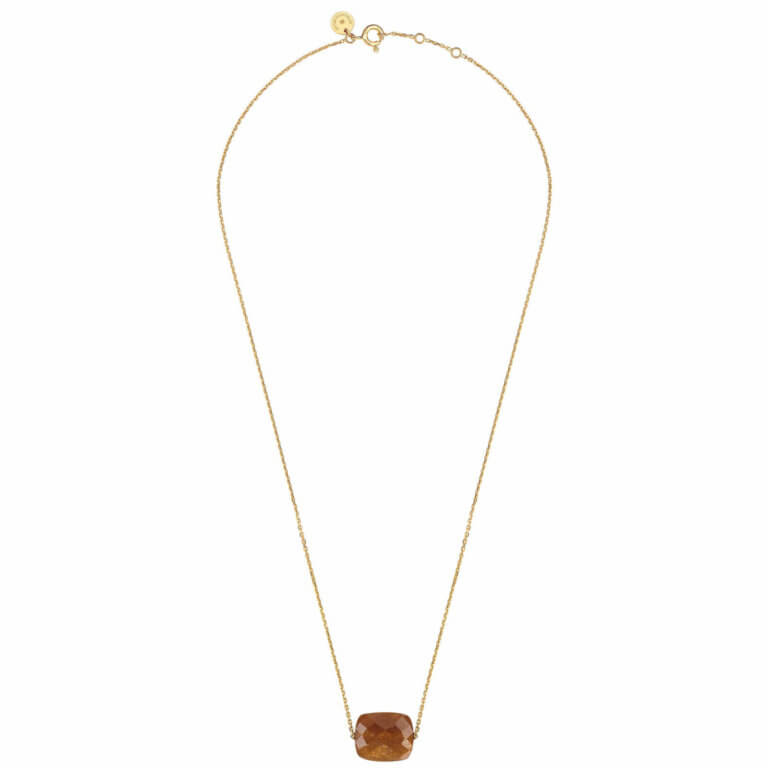 Morganne Bello - Friandise oversize 750 yellow gold necklace, set with a pillow cut stone