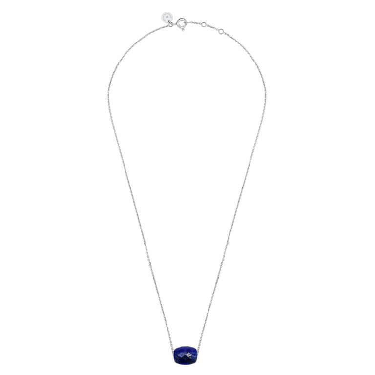 Morganne Bello - Friandise coussin white gold necklace with lapis lazuli