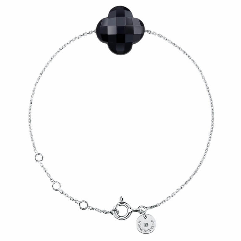 Morganne Bello - Clover candy bracelet in white gold with Onyx stone