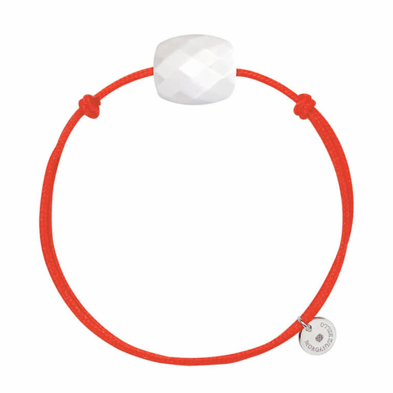 Morganne Bello - neon candy neon orange cord bracelet with a white agate shaped cushion
