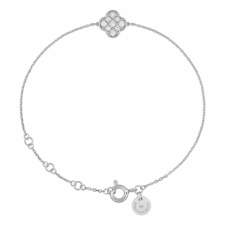 Morganne Bello - Precious Gardens, white gold bracelet, clover pattern set with diamonds
