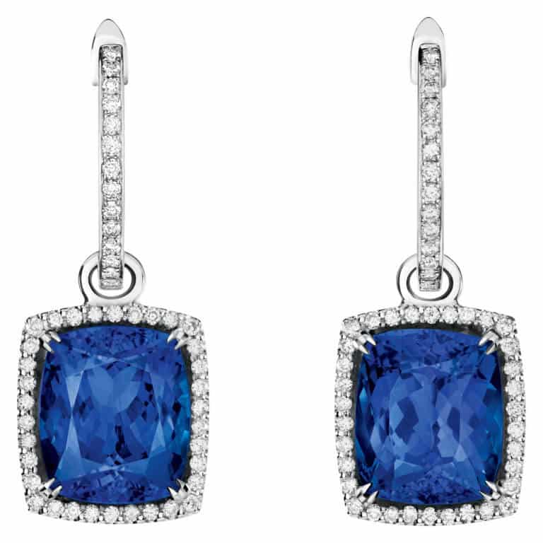 Lionel Meylan Créations - Dangling earrings set with tanzanite and diamonds