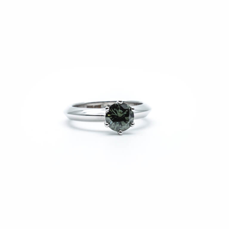 Lionel Meylan Créations - Lionel Meylan Création white gold ring with green diamond