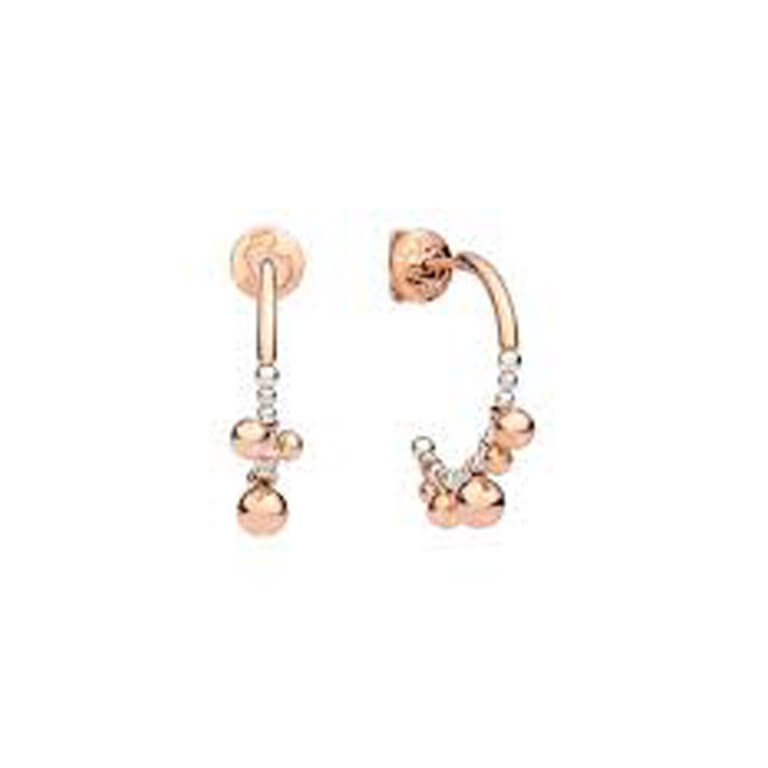 Dodo - Bollicine small hoop earrings in 375 pink gold and 925 silver