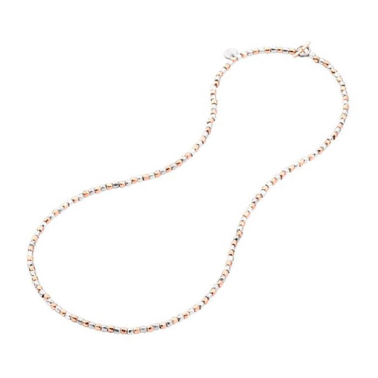 Dodo - Granelli mini grain necklace in 375 pink gold and 925 silver
