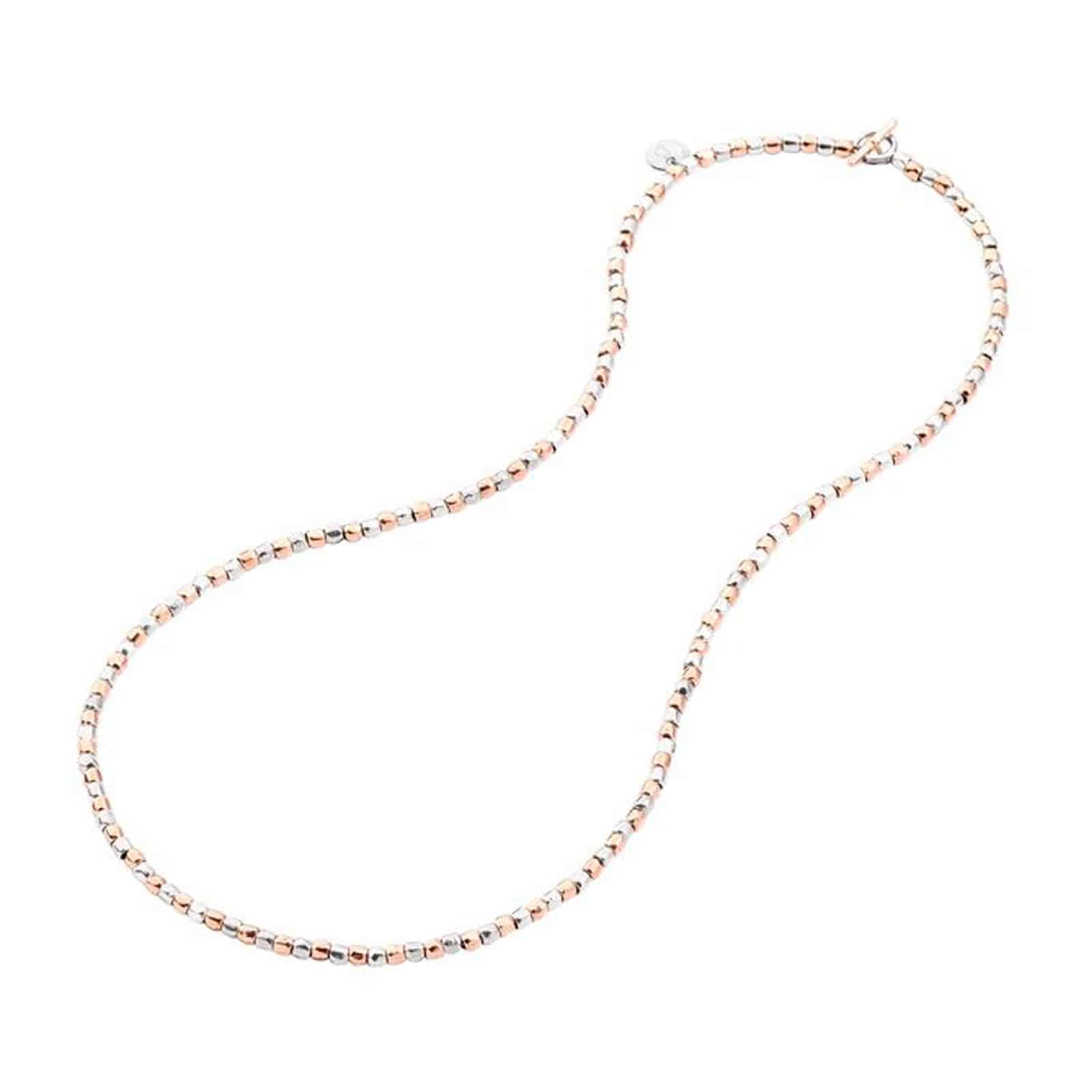 Dodo Granelli mini grain necklace in 375 pink gold and 925 silver ...
