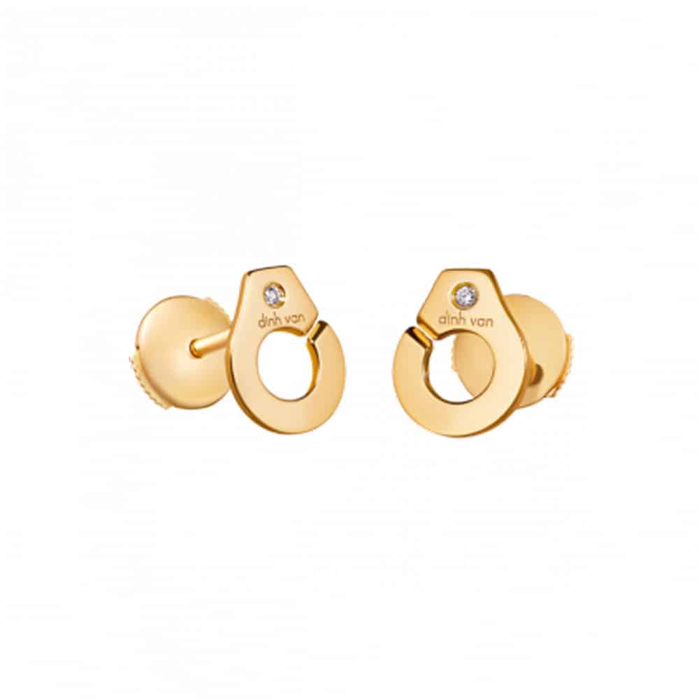 Menottes puces d’oreilles en or jaune avec système Alpa