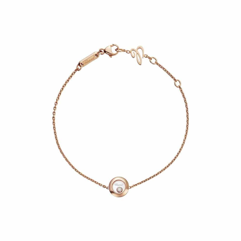 Happy Diamonds bracelet in pink gold with round motif