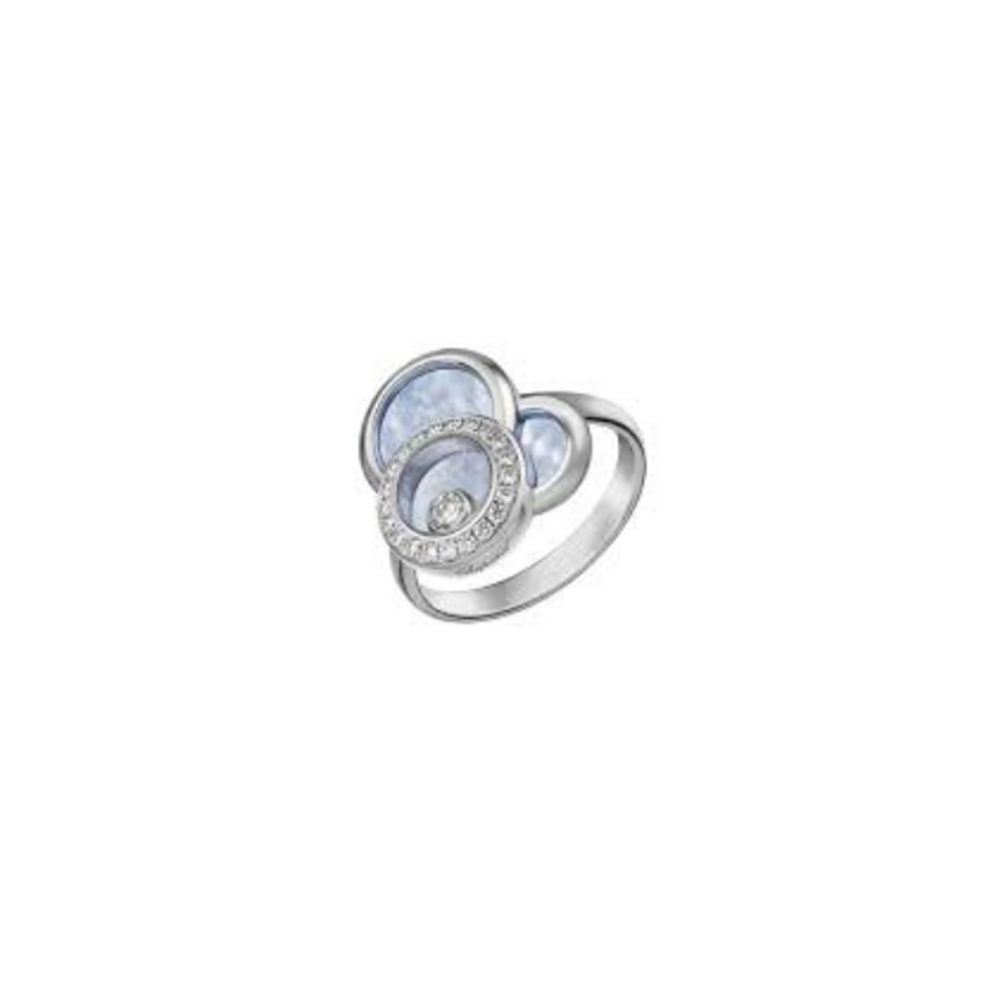 Happy Diamonds white gold ring with diamonds and mother-of-pearl