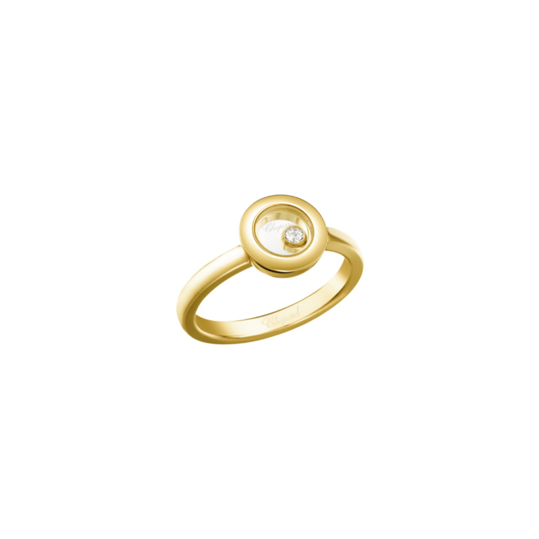Chopard - Happy Diamonds yellow gold ring with a moving diamond
