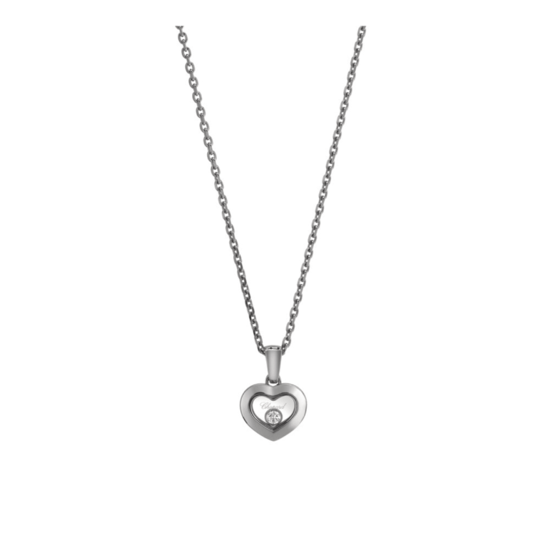 Chopard - Happy Diamonds collier en or blanc 750, pendentif cœur avec un diamant mobile
