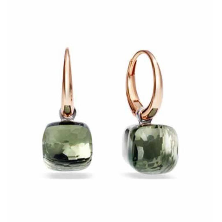 Pomellato - Nudo Classic sleeper earrings in rose gold set with two prasiolites