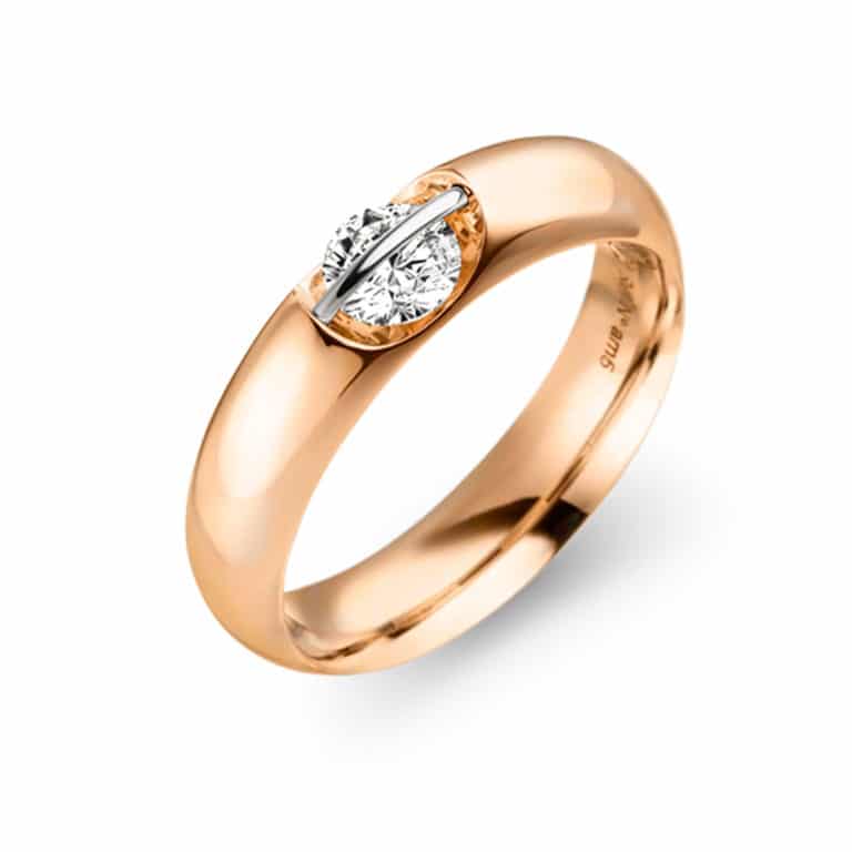 Schaffrath - Liberté Arcana solitaire in 750 pink gold and 800 platinum set with a loose diamond