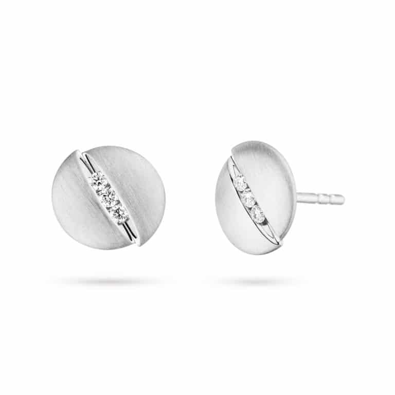 Schaffrath - Urban satin and polished white gold ear studs set with 6 diamonds