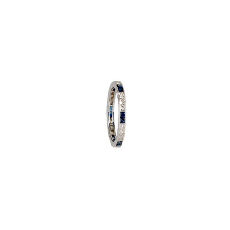 Vintage Jewelry - Vintage platinum wedding ring set with sapphires