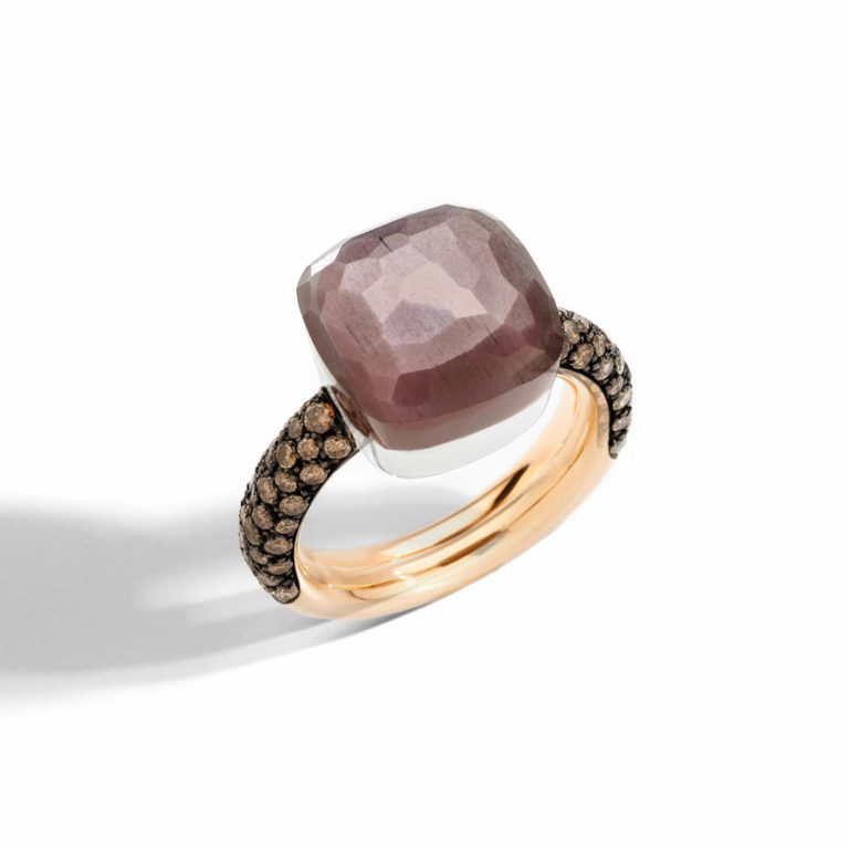 Pomellato - Nudo Chocolate Maxi ring in pink gold set with a dark brown moonstone