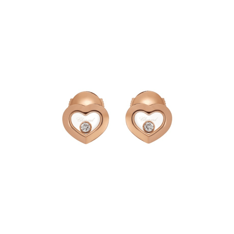 Chopard - Happy Diamonds earrings in 750 pink gold, set with two mobile diamonds