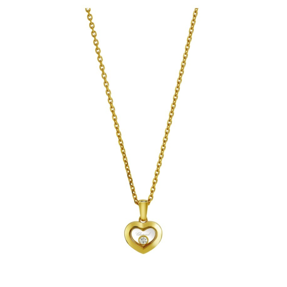 Happy Diamonds necklace yellow gold 750, heart motif pendant with a moving diamond