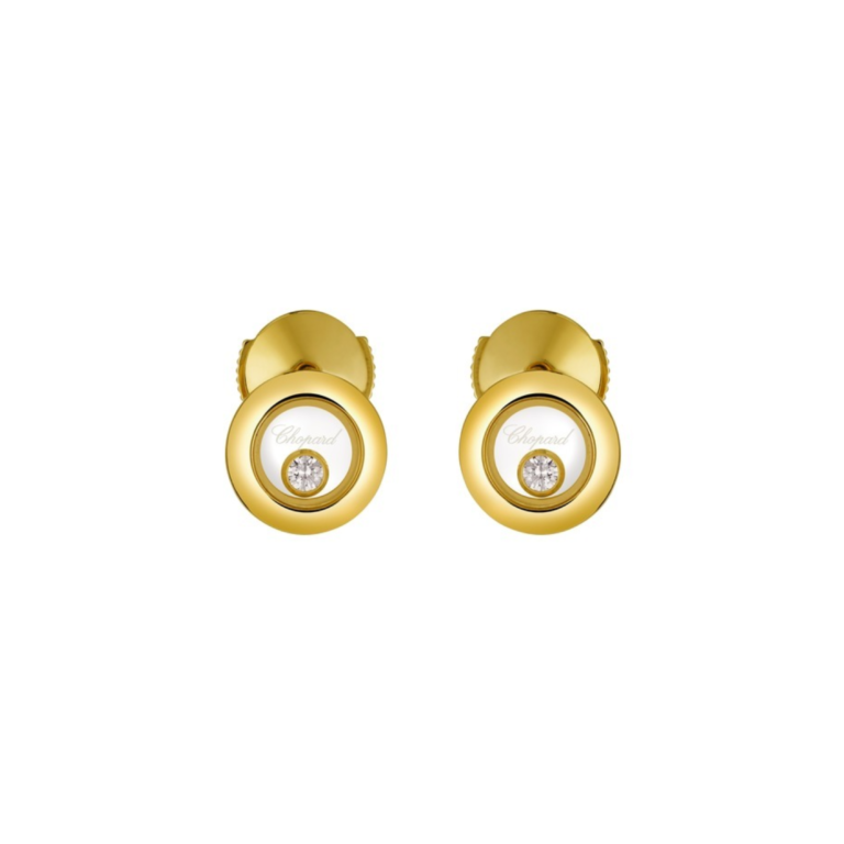Chopard - Happy Diamonds clous d’oreilles en or jaune 750 avec deux diamants mobiles