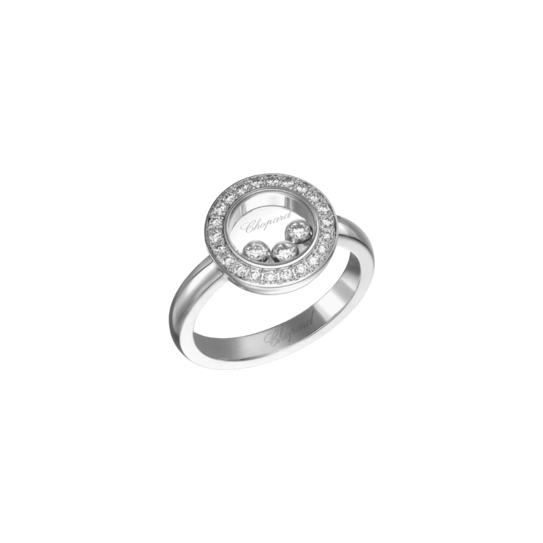 Chopard - Happy Diamonds bague en or blanc sertie de diamants et trois diamants mobiles