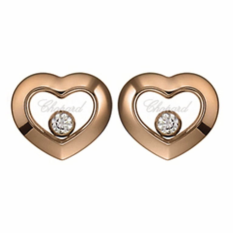 Chopard - Happy Diamonds boucles d’oreilles en or rose 750, sertie de deux diamants mobiles