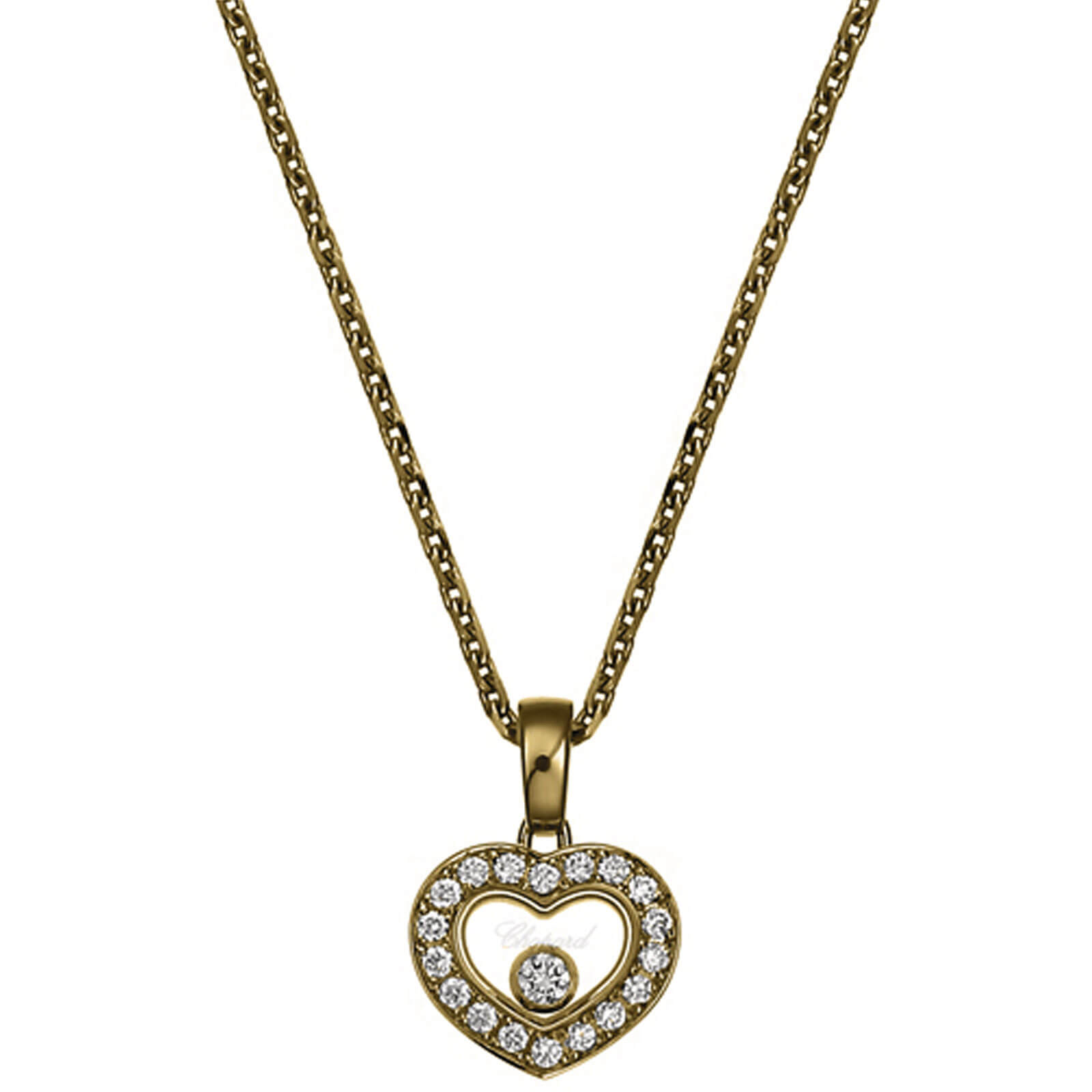 Chopard Happy Diamonds Round Pendant Necklace 18K Yellow Gold with Diamonds  and 5 Floating Diamonds Yellow gold 22231438