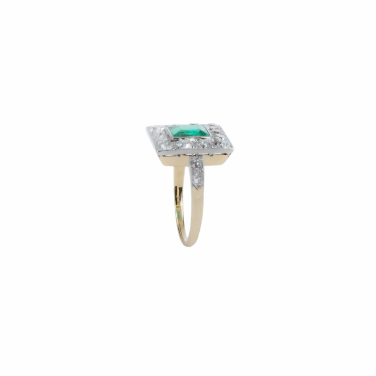 Vintage Jewelry - Vintage yellow and white gold emerald ring