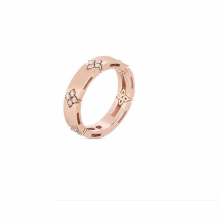 Roberto Coin - Pink gold ring set with 20 diamonds and a ruby
