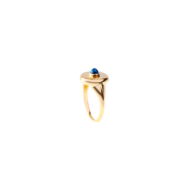 Vintage Jewelry - Tabbah ring in 750 yellow gold with a sapphire and engraving “I LOVE YOU”