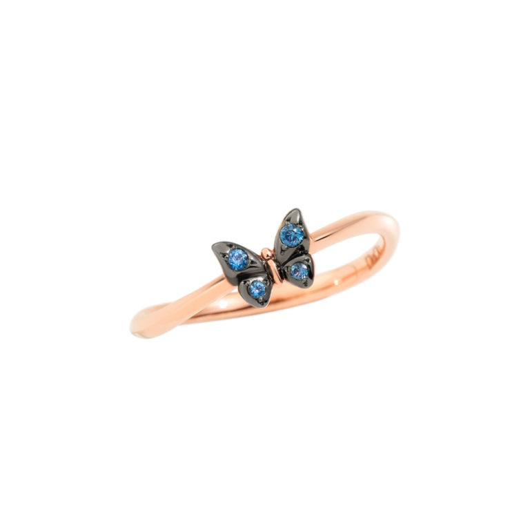 Dodo - Rose gold Butterfly ring set with blue sapphires