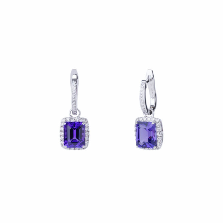 Lionel Meylan Créations - White gold earrings set with tanzanites