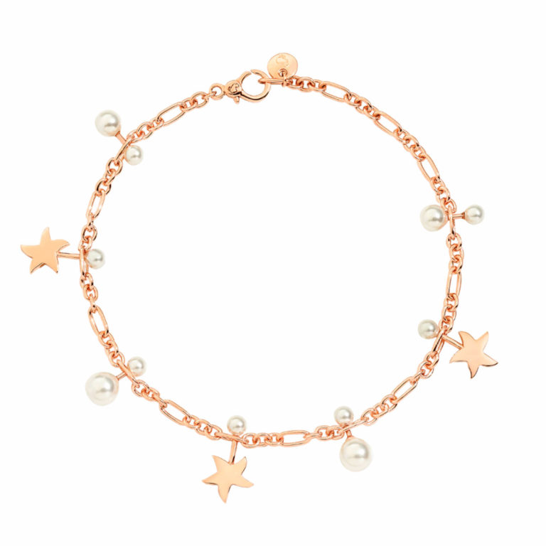 Dodo - Bracelet Stellina en or rose et perles en cristal