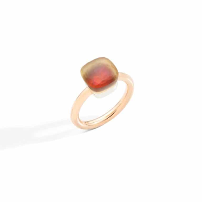 Pomellato - Frozen Nudo Classic, ring in pink gold and 750 white gold, set with a quartz citrine lined with a carnelian