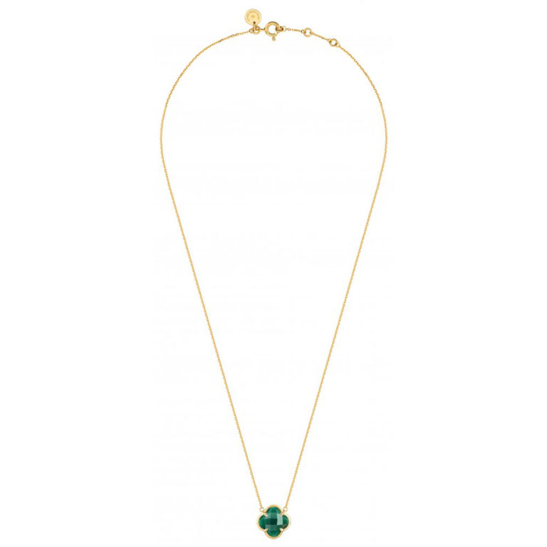 Morganne Bello - Victoria necklace in 750 yellow gold, green agate clover