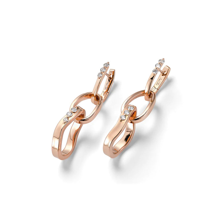Mattioli - Aspis, boucles d’oreilles pendantes en or rose 750 serties de diamants