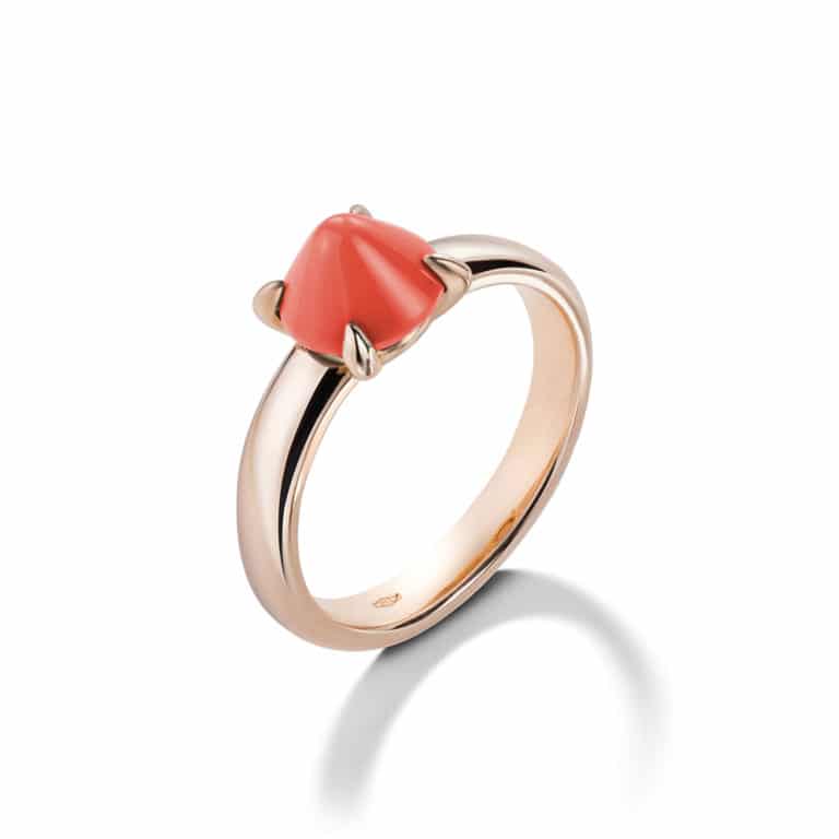 Mattioli - Ever_R, 750 pink gold ring set with a reconstituted coral