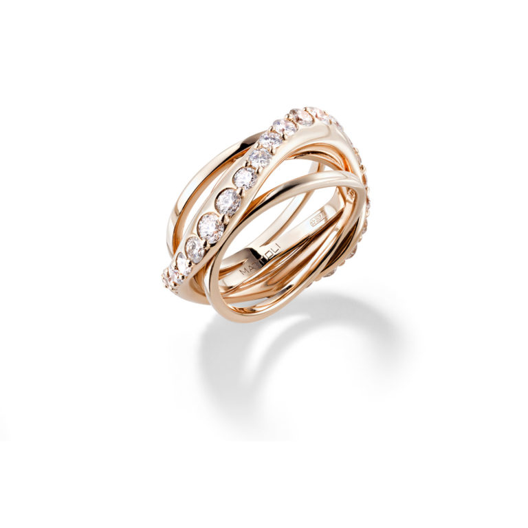 Mattioli - Aspis, 750 pink gold ring set with diamonds