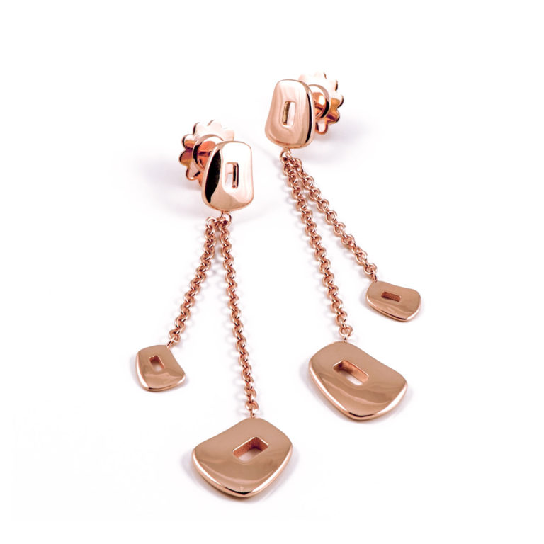 Mattioli - Puzzle, boucles d’oreilles pendantes en or rose