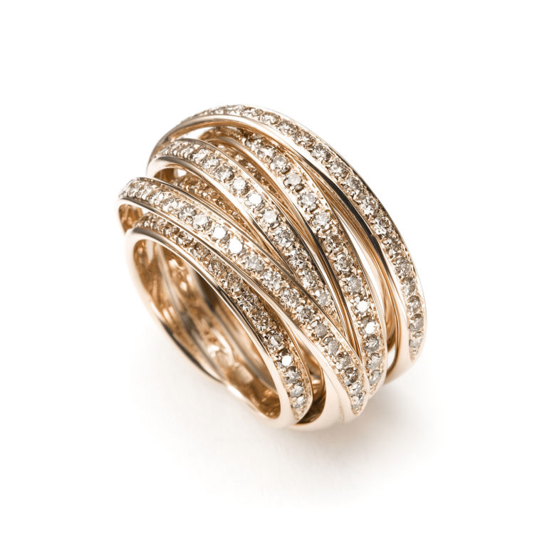 Mattioli - Tibet 750 rose gold ring set with brown diamonds