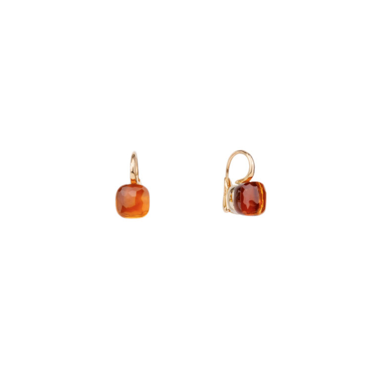 Pomellato - Nudo, boucles d’oreilles en or rose 750 avec deux pierres citrine madère