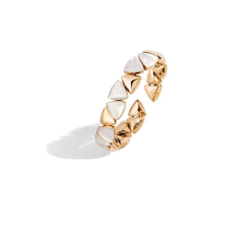 Vhernier - Freccia, bracelet en or rose 750, 20 éléments cristal de roche et nacre blanche