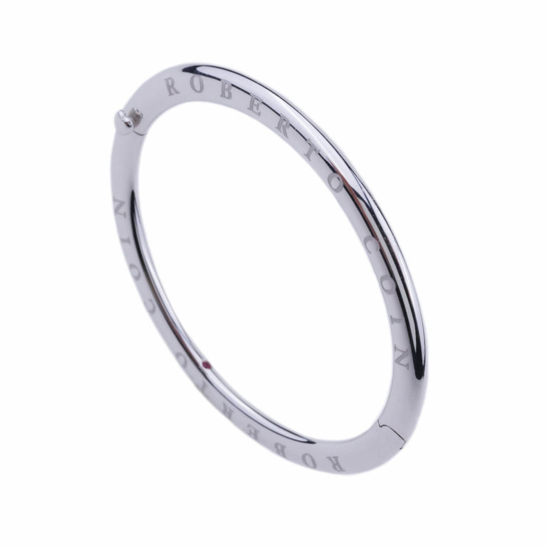Roberto Coin - Bracelet rigide or blanc forme ovale