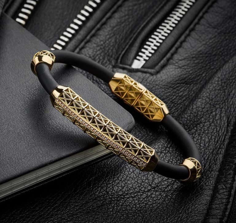 Giberg - Bracelet noir – Slim, édition en or jaune 750