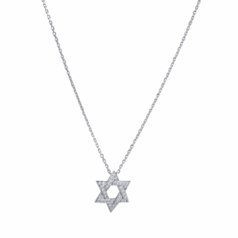 Van Cleef&Arpels - White gold necklace with “Star of David” pendant with diamonds