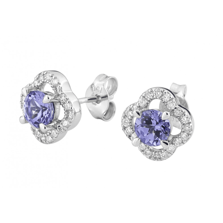 Morganne Bello - Tanzanize earrings set with diamonds – white gold