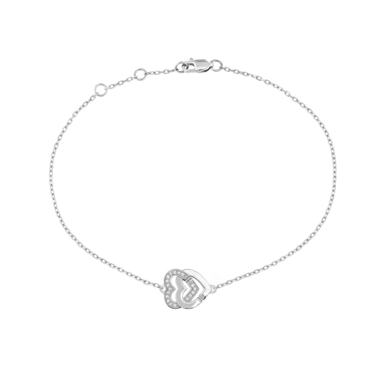 Dinh Van - Bracelet sur chaîne Double Cœurs R10 – or blanc